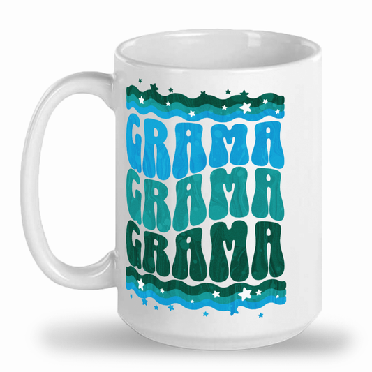 GRAMA Retro Groovy Blue - 15oz Ceramic 2-Tone Mug