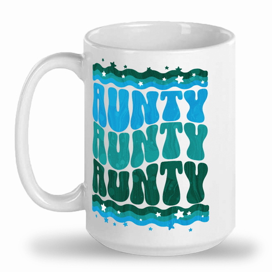 Aunty RETRO GROOVY BLUE - 15oz Ceramic 2-Tone Mug