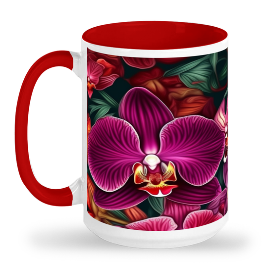 Colourful Orchids - 2-Toned 15oz Ceramic Mug