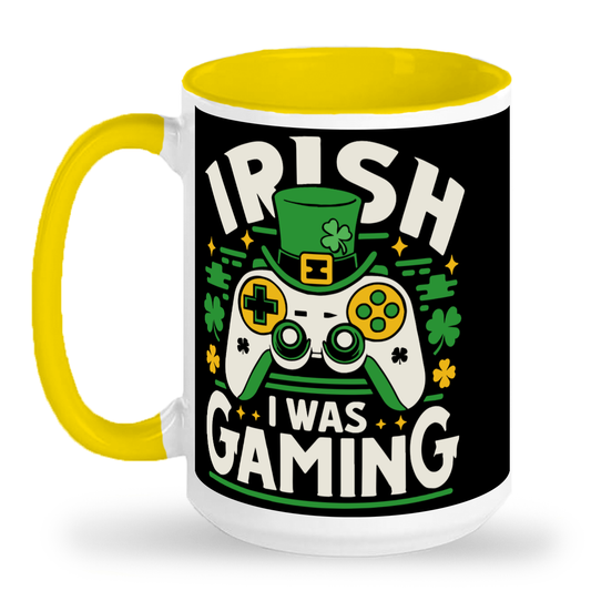 Irish I Was Gaming 2-Toned 15 oz Ceramic Mug - St. Patrick's Day Fun