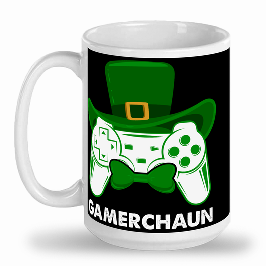 GAMERCHAUN - 2-Toned Ceramic 15oz Irish Gamer Mug - Fun St. Patrick's Day