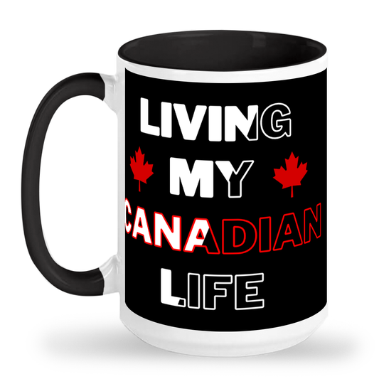 Living My Canadian Life 2-Tone 15 oz Tall glossy ceramic mug