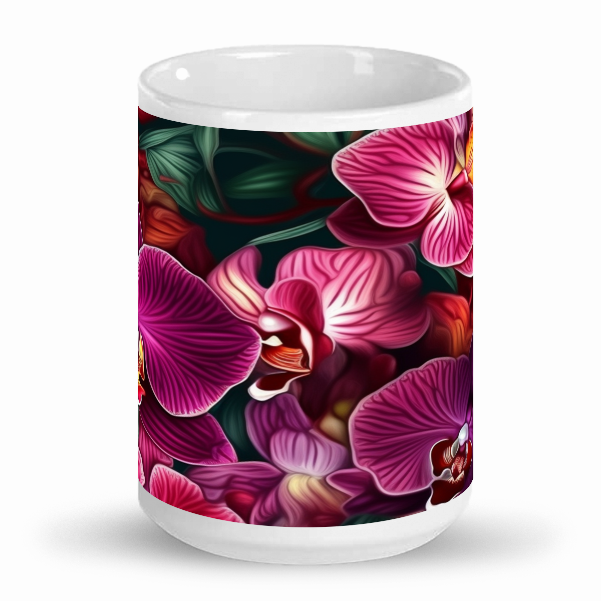Colourful Orchids - 2-Toned 15oz Ceramic Mug