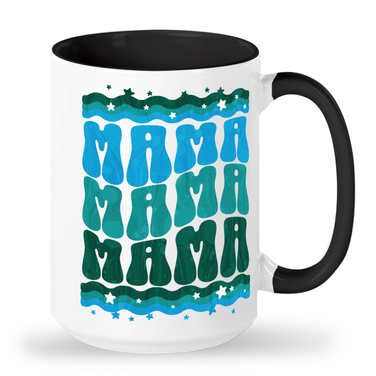 MAMA Retro Groovy Blue - 15oz Ceramic 2-Tone Mug