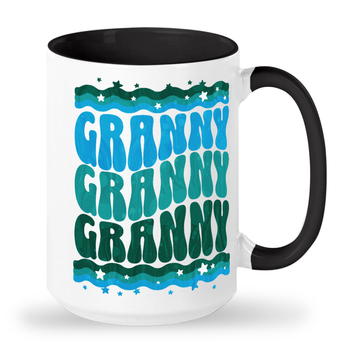 GRANNY Blue Retro Groovy - 15oz Ceramic 2-Tone Mug