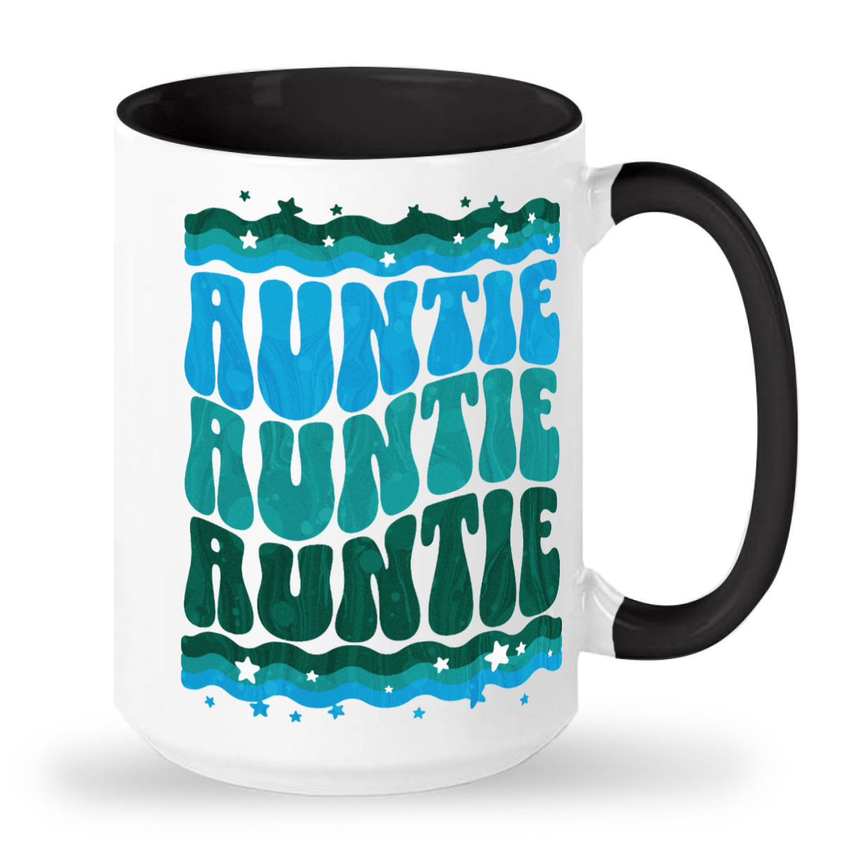AUNTIE RETRO GROOVY BLUE Tall glossy ceramic mug