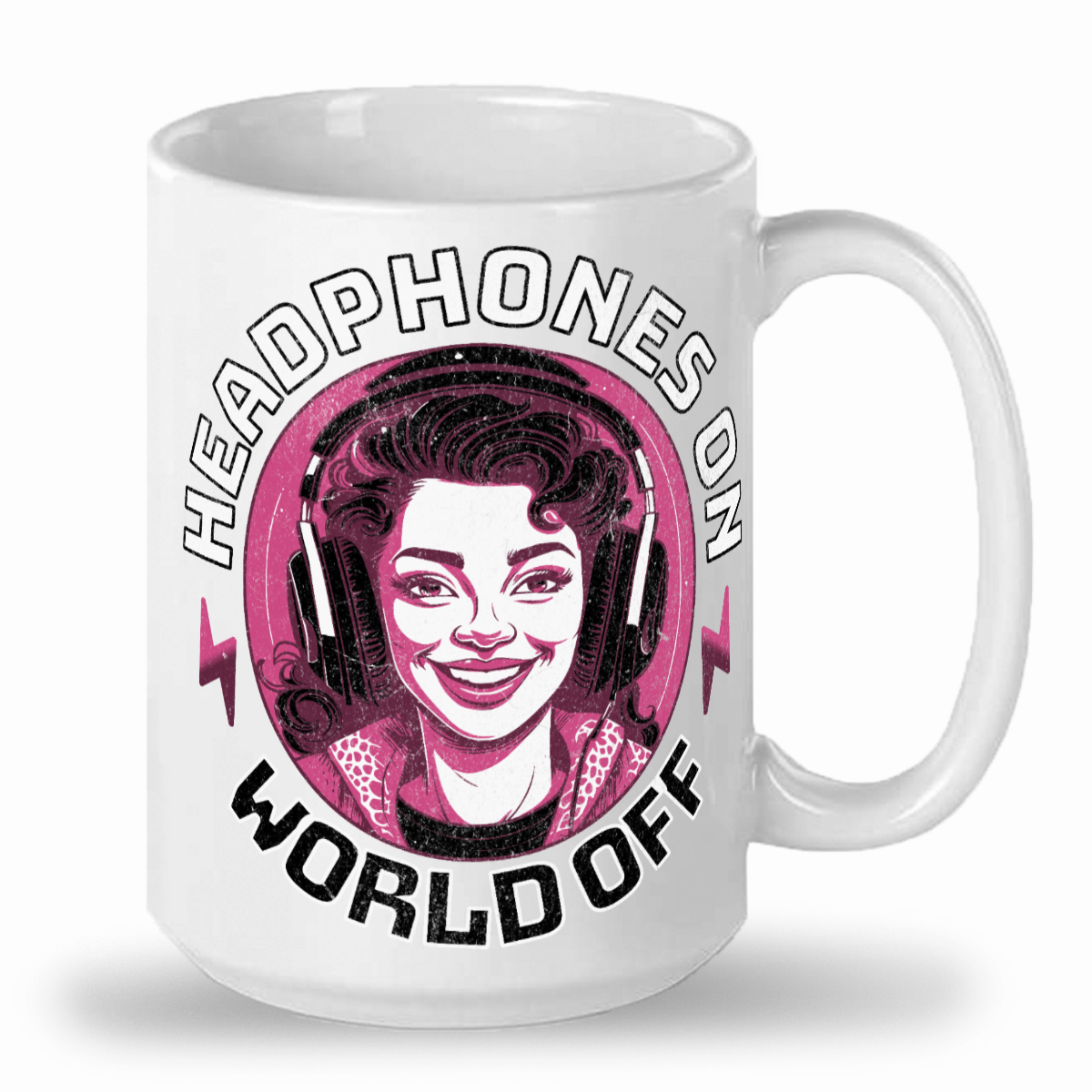 Headphones On - World Off 15oz ceramic mug