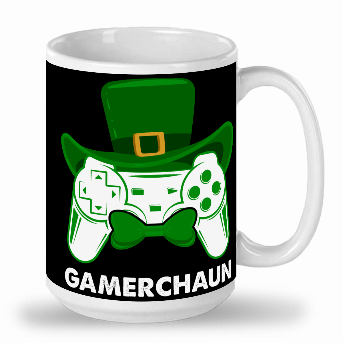 GAMERCHAUN - 2-Toned Ceramic 15oz Irish Gamer Mug - Fun St. Patrick's Day
