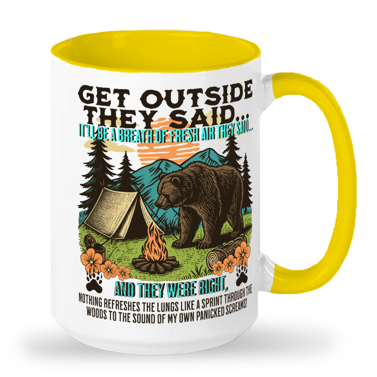 Get Outside They Said... 2-Tone 15 oz Tall glossy ceramic mug