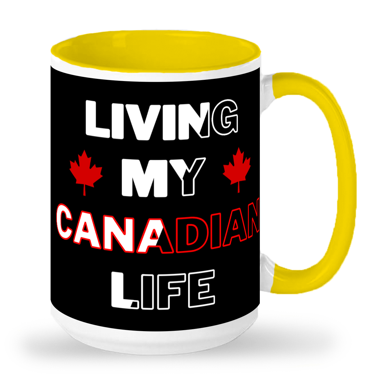 Living My Canadian Life 2-Tone 15 oz Tall glossy ceramic mug