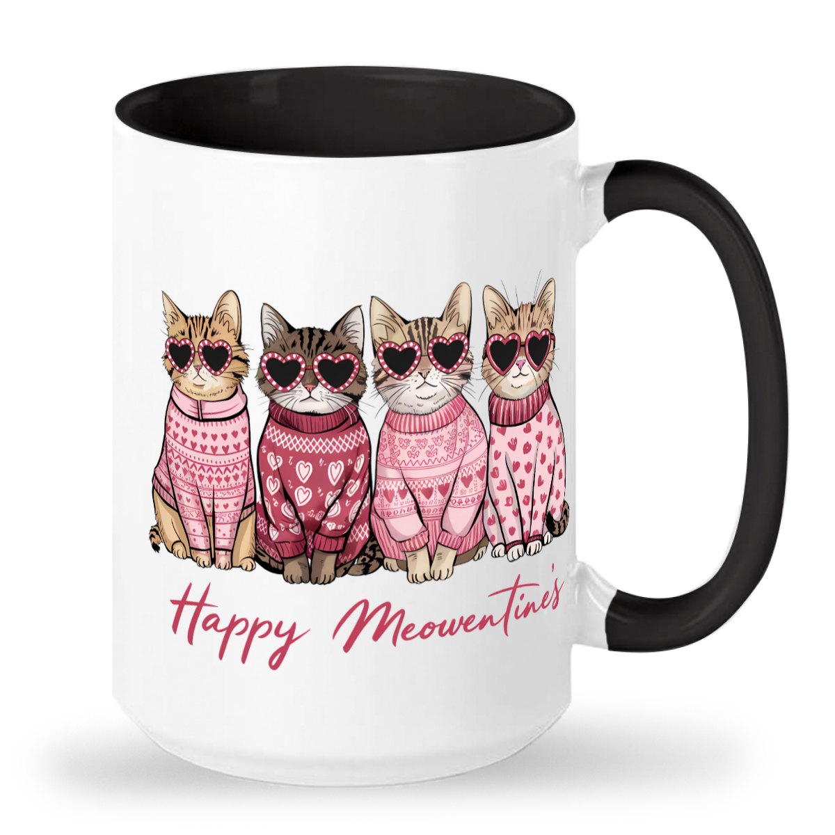 Happy Meowentine's Day - Tall glossy ceramic mug
