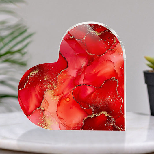 Glitter Red Alcohol Ink Acrylic Heart