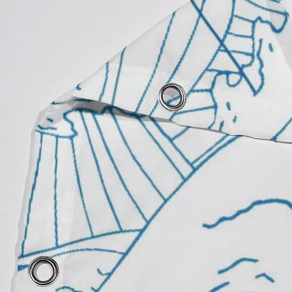 Wave Compass Japanese Shower Curtain Bathroom Shower Curtain