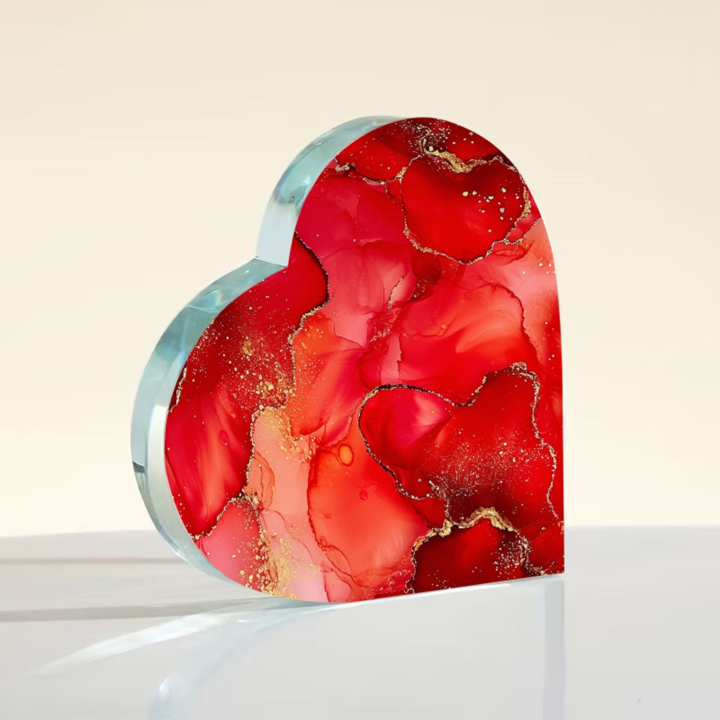 Glitter Red Alcohol Ink Acrylic Heart