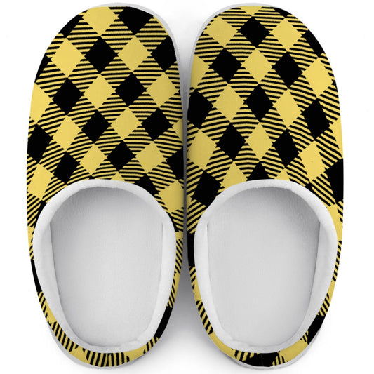 Yellow Buffalo Plaid Plush Flannelette Slippers