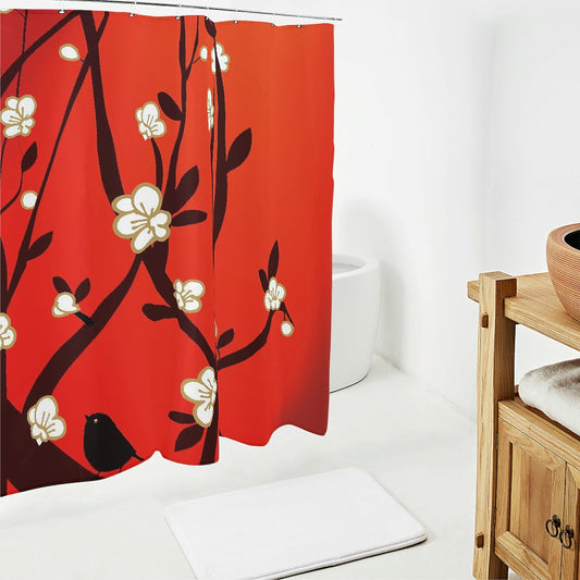 China Shower Curtain Plum Blossom Bathroom Shower Curtain
