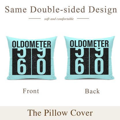 Double Sided Cushion Cover + Pillow Insert - Oldometer 59 Turning 60