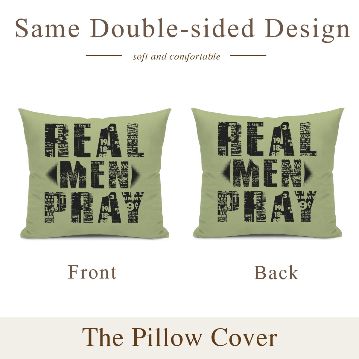 Cushion cover + pillow core (the same double-sided)｜Polyester - Real Men Pray - WHITE