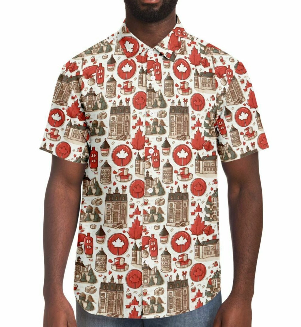 Canada Day July 1st Short Sleeve Button Down Shirt