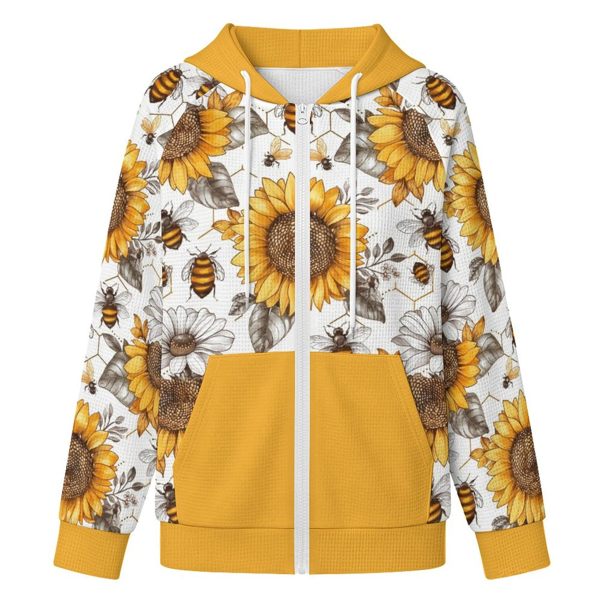 Sunflowers & Bees | Hoodie Zipper Sweater