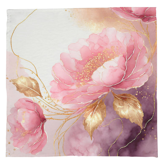 Exquisite Pink & Gold Silky Scarf