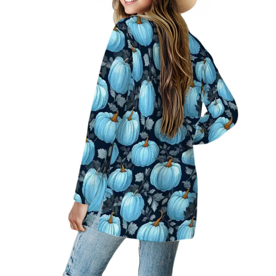 Midnight Pumpkin Vine - Women's Long-Sleeved Cardigan