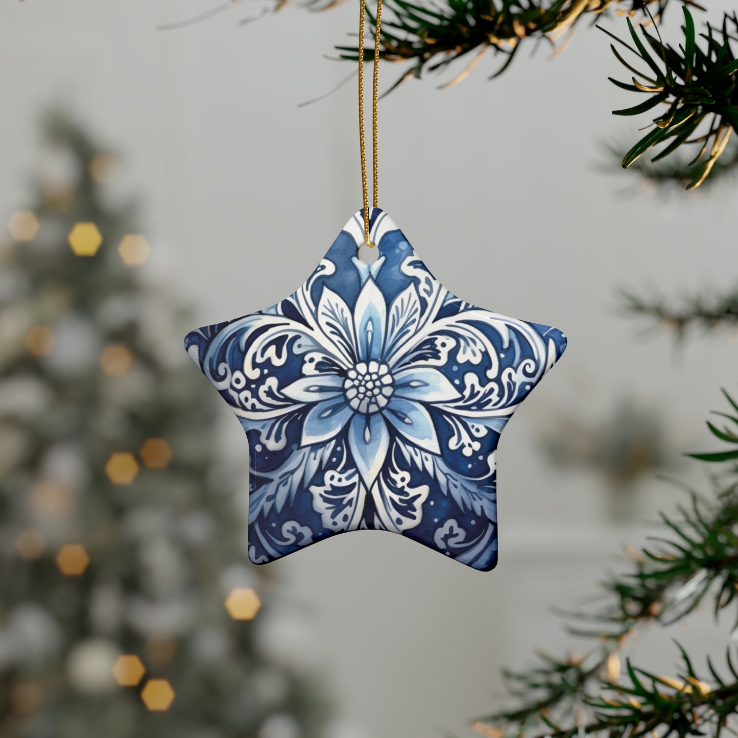 Blue Swirl Ceramic Christmas Ornament (1pcs, 5pcs, 10pcs, 20pcs)