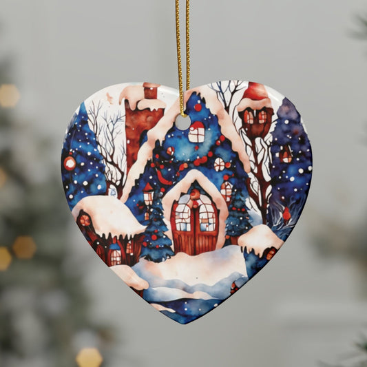 Idyllic Fantasy Christmas Scene | Ceramic Ornaments (1pcs, 5pcs, 10pcs, 20pcs) - 20
