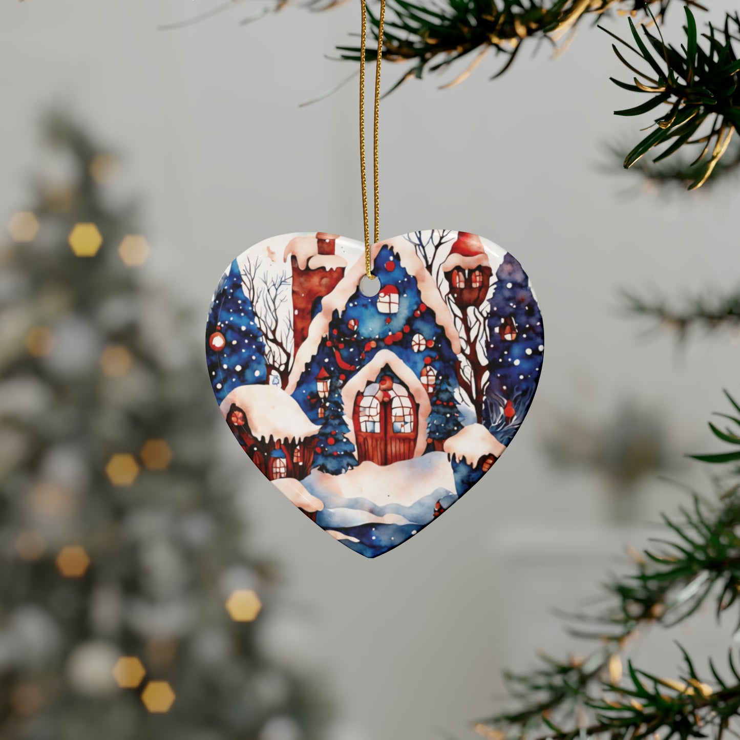 Idyllic Fantasy Christmas Scene | Ceramic Ornaments (1pcs, 5pcs, 10pcs, 20pcs) - 20