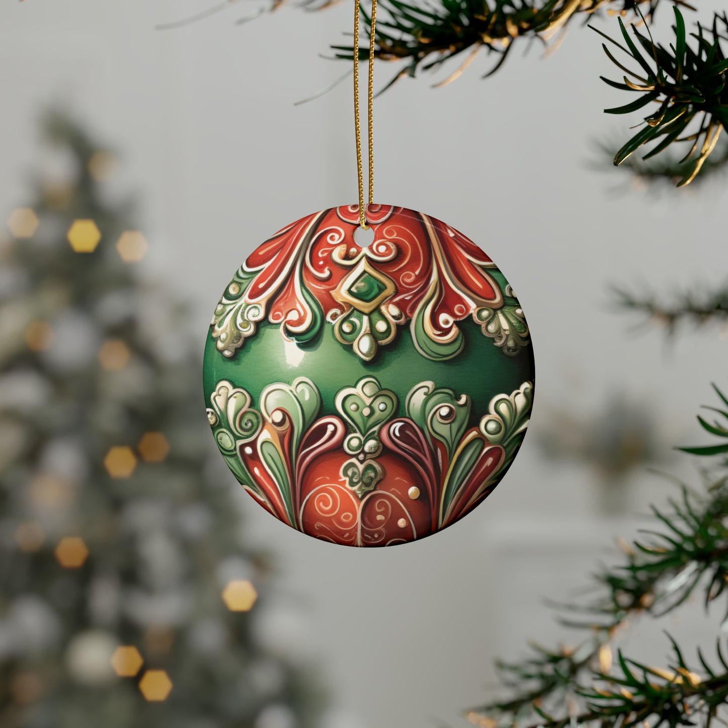 Red & Green Emerald Ceramic Christmas Ornaments (1pcs, 5pcs, 10pcs, 20pcs)