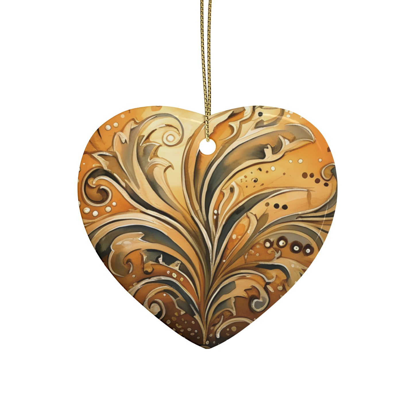 Gold Swirl Flairs Ceramic Christmas Ornaments (1pcs, 5pcs, 10pcs, 20pcs)