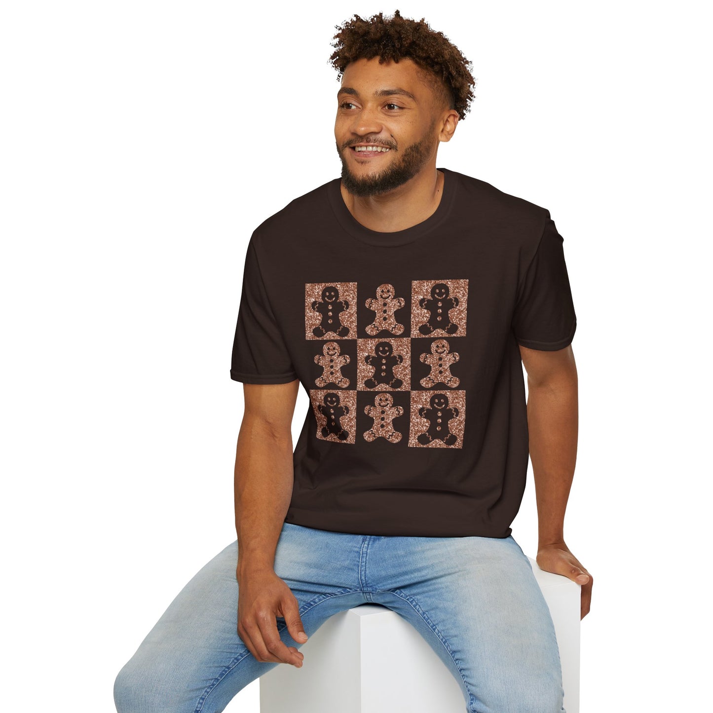 Glittery Gingerbread Men | Popular Softstyle Unisex Christmas T-Shirt