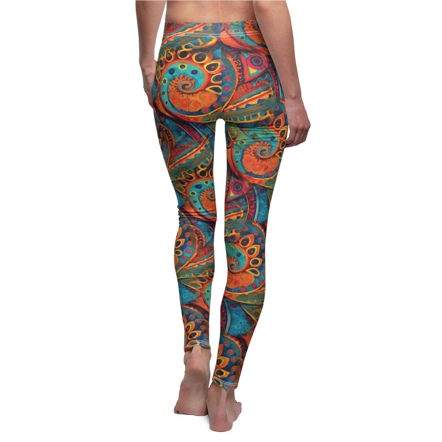 Deep Bohemian Swirls - Women's Cut & Sew Casual Leggings