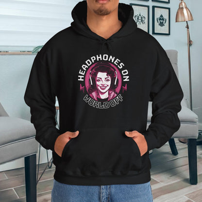 Headphones On - World Off - Unisex Heavy Blend™ Hoodie -  ADHD Sensitivities Awareness Focus