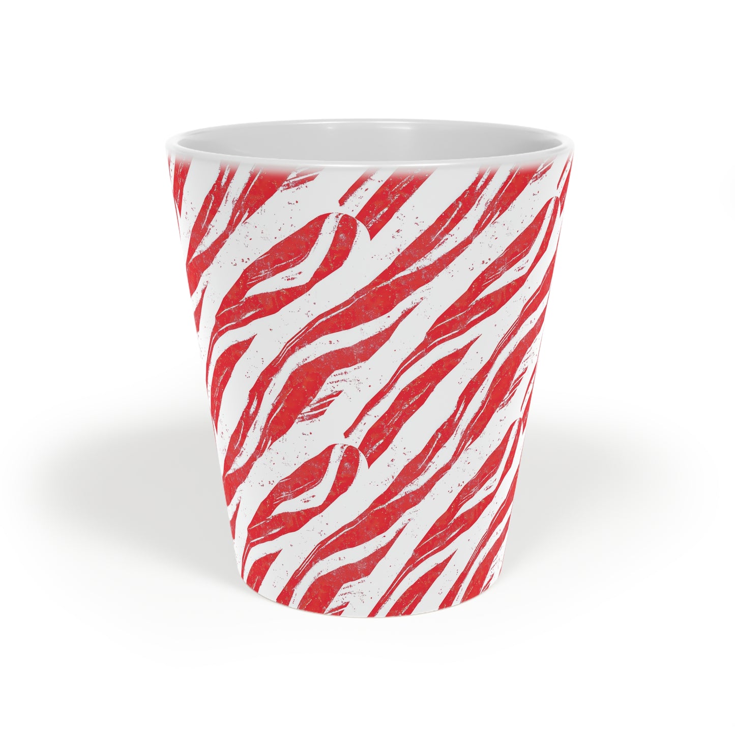 Candy Cane Zebra Print - Ceramic Latte Mug, 12oz - Perfect Hot Chocolate Mug