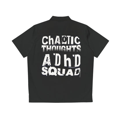 Chaotic Thoughts ADHD Squad - Men's Hawaiian Button-Up Shirt – Short Sleeve, Notch Collar