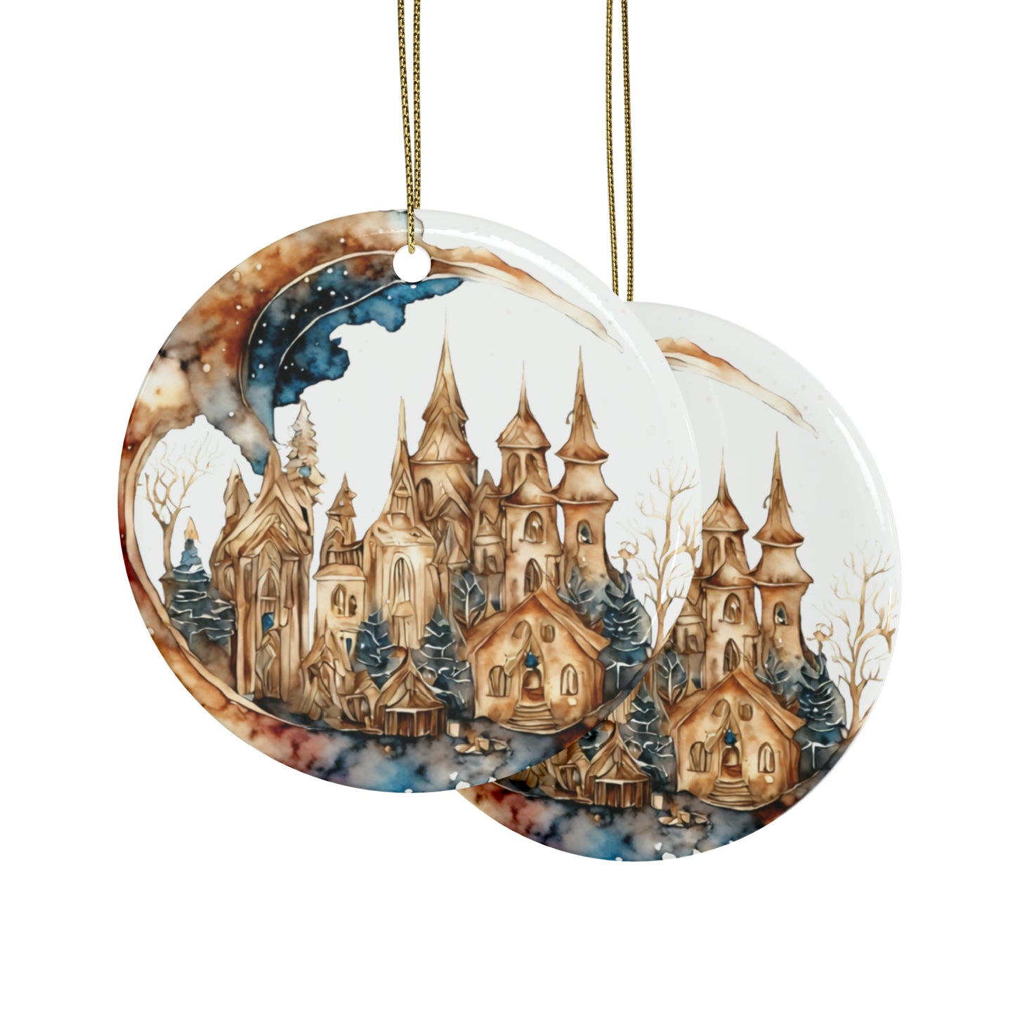 Idyllic Fantasy Christmas Scene | Ceramic Ornaments (1pcs, 5pcs, 10pcs, 20pcs) - 19