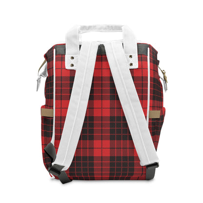 Canadian Red Plaid - Multifunctional Diaper Backpack - Canada Maple Leaf