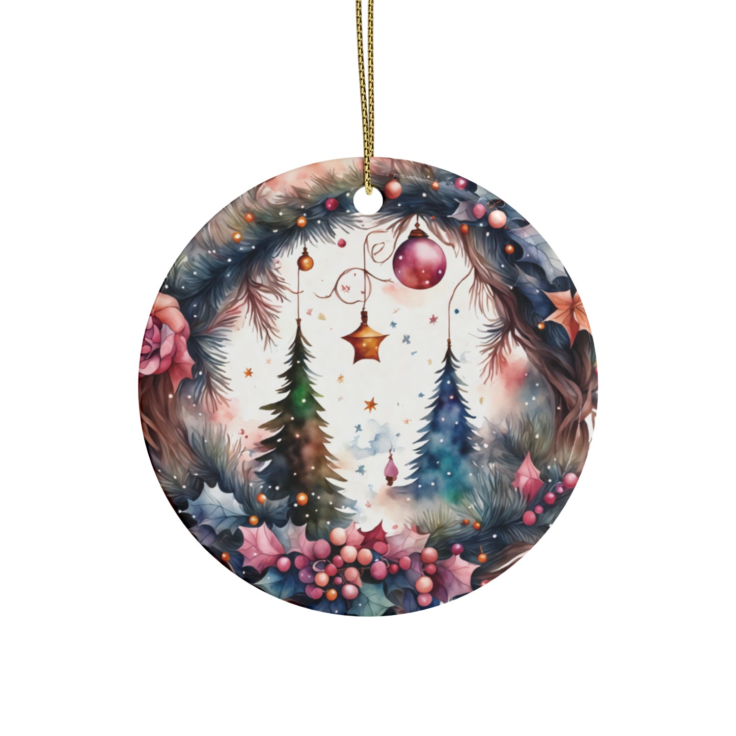 Idyllic Fantasy Christmas Scene | Ceramic Ornaments (1pcs, 5pcs, 10pcs, 20pcs) - 15