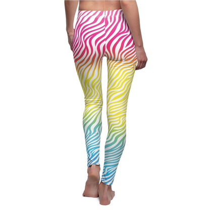 White Zebra Print Neon Leggings