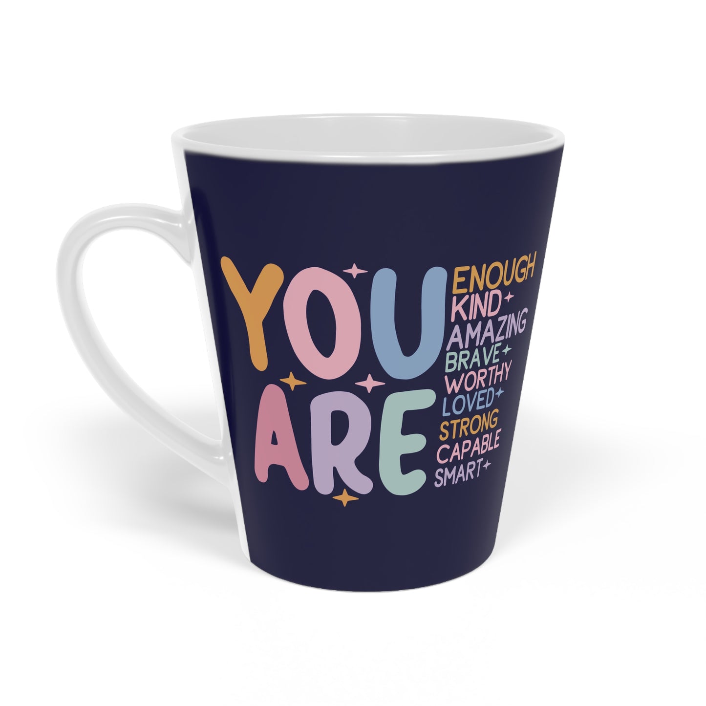 You Are Enough Ceramic Latte Mug, 12oz - Navy