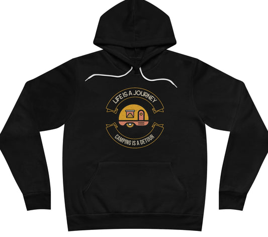 Life is a journey, Camping is a detour. Unisex Premium SPONGE FLEECE Pullover Hoodie Perfect for the Campfire Winter Camping