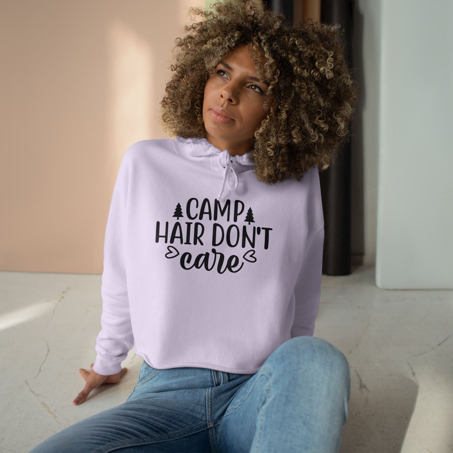 Camp Hair Don't Care - Women's Cropped Cotton/Poly Blend #CampLife Hoodie