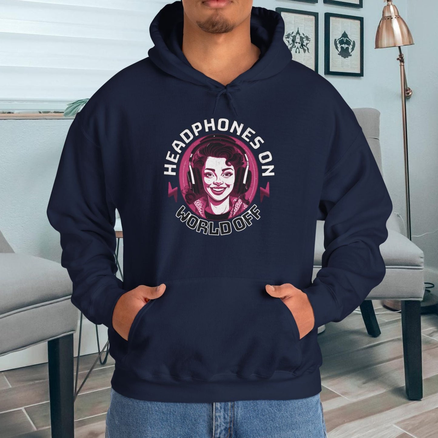 Headphones On - World Off - Unisex Heavy Blend™ Hoodie -  ADHD Sensitivities Awareness Focus