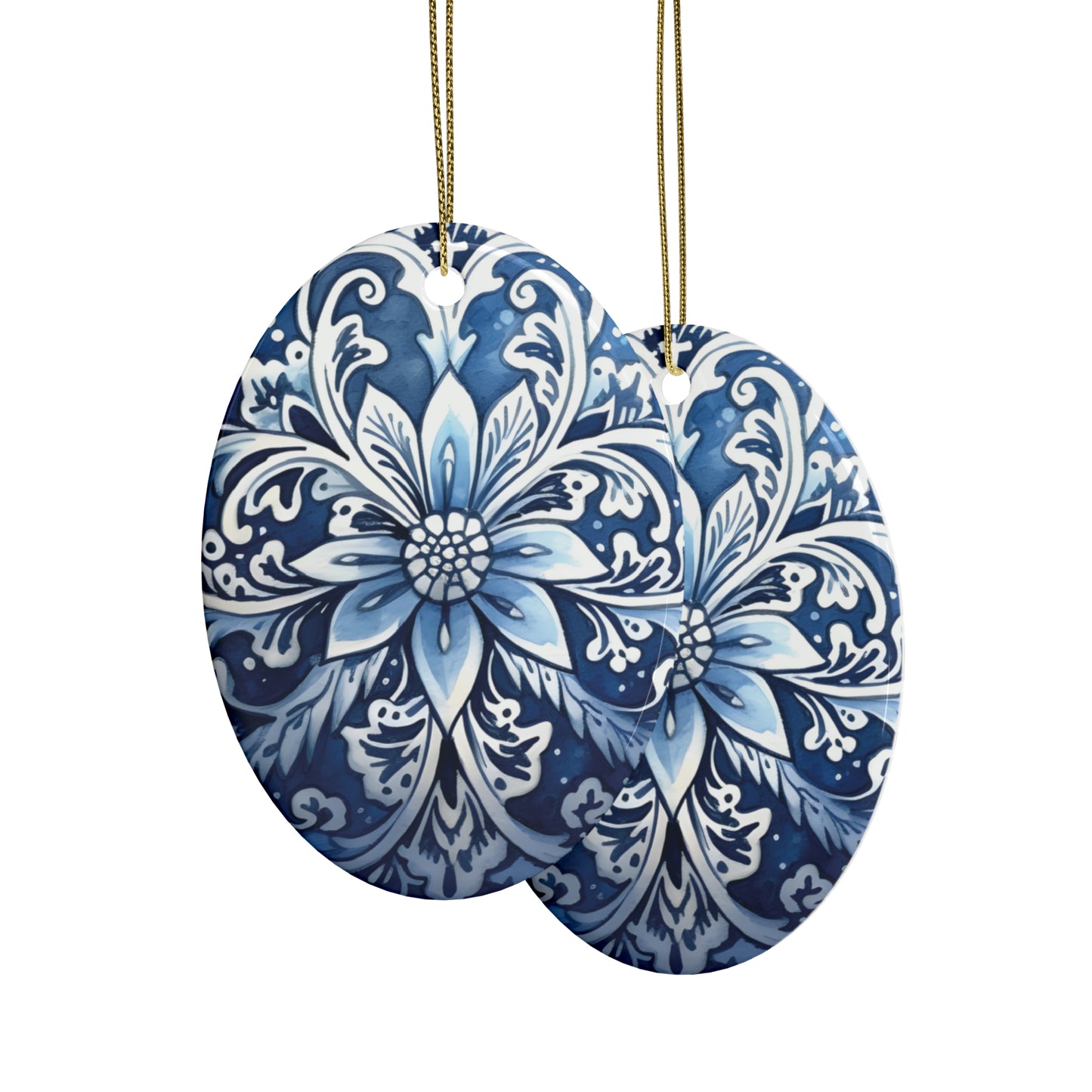 Blue Swirl Ceramic Christmas Ornament (1pcs, 5pcs, 10pcs, 20pcs)
