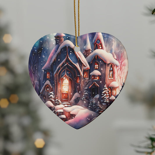 Idyllic Fantasy Christmas Scene | Ceramic Ornaments (1pcs, 5pcs, 10pcs, 20pcs) - 25