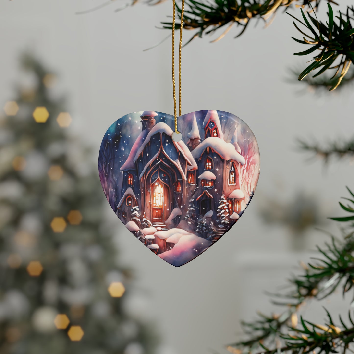 Idyllic Fantasy Christmas Scene | Ceramic Ornaments (1pcs, 5pcs, 10pcs, 20pcs) - 25