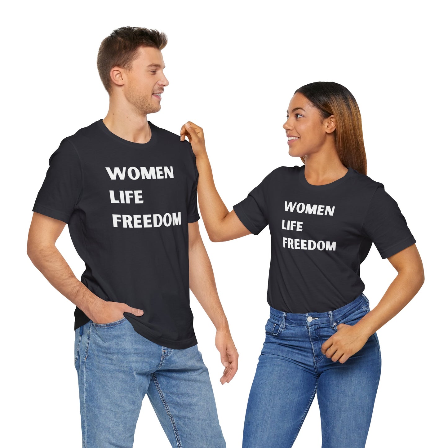 WOMAN LIFE FREEDOM Protest Slogan Began by Kurdish Women Fighters Affirms Rights of Women Are at Centre of Life & Liberty Unisex Tee