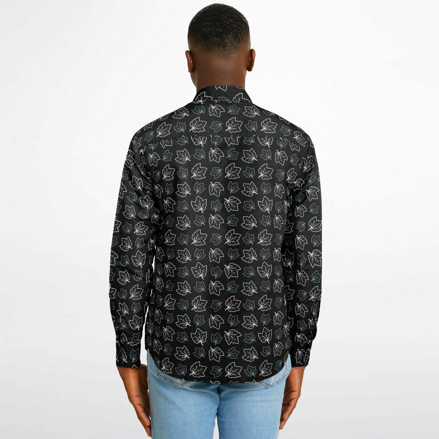 Maple Leaf Black Long Sleeve Button Down Shirt