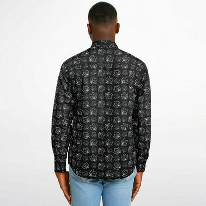 Maple Leaf Black Long Sleeve Button Down Shirt